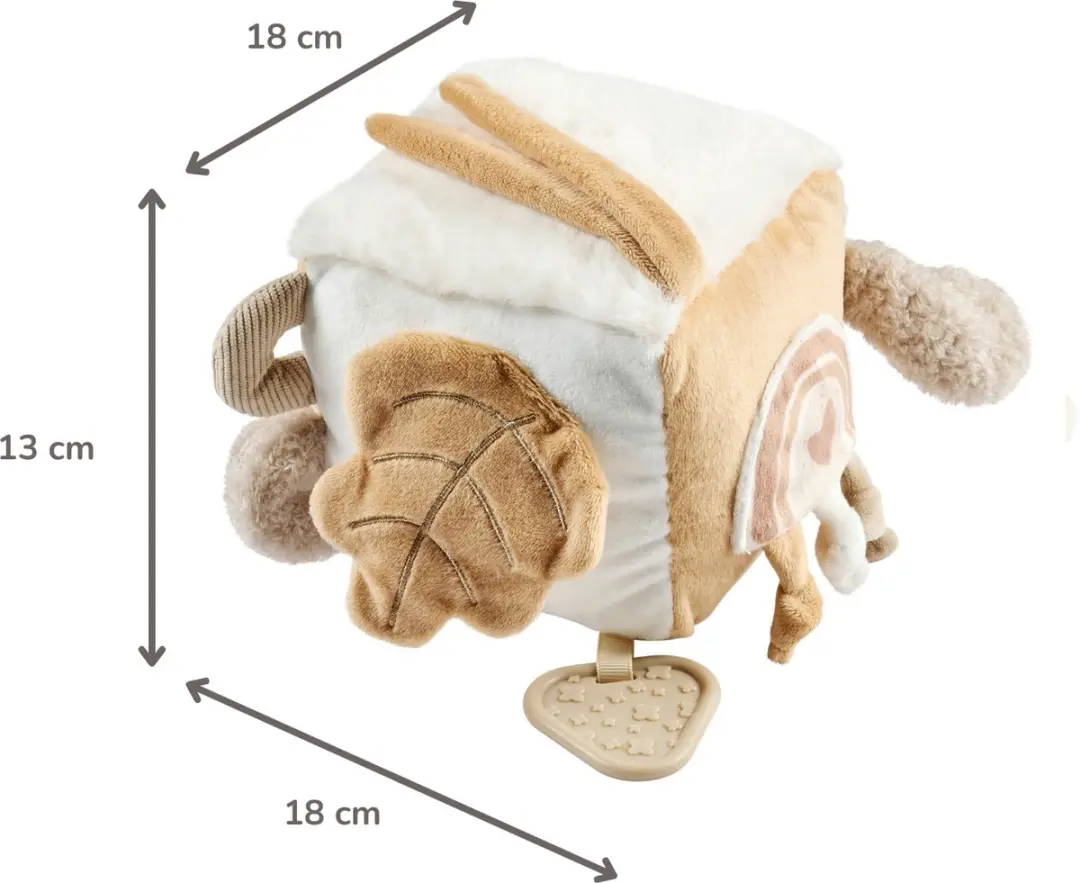 Nattou Lapidou Zachte Activiteitenkubus 18cm - Beige