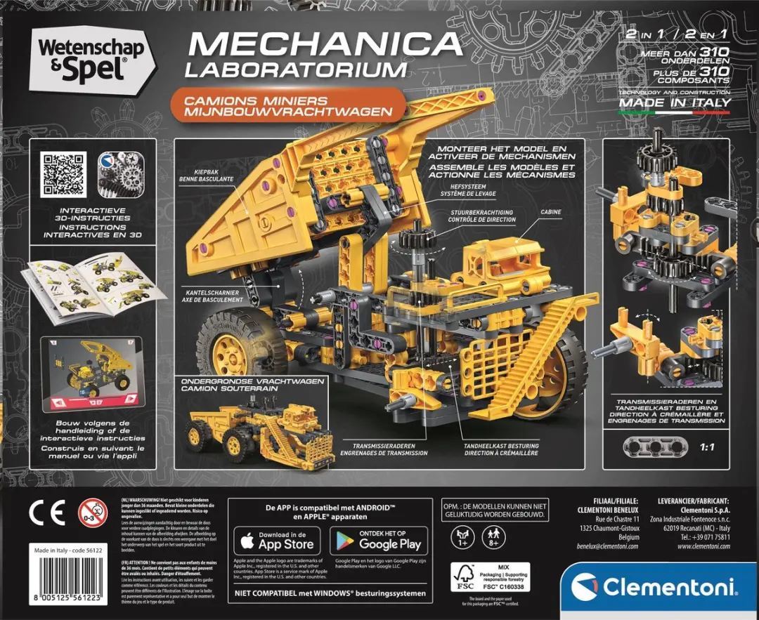 Clementoni Science & Play Miner Bouwpakket Mechanica Lab Mijnwerker Voertuig 56122 - Multikleur