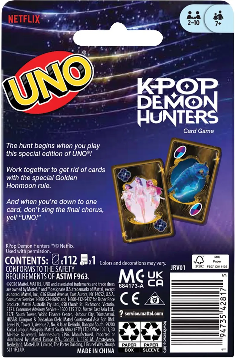 Mattel Games UNO KPop Demon Hunters Kaartspel - 10 Spelers