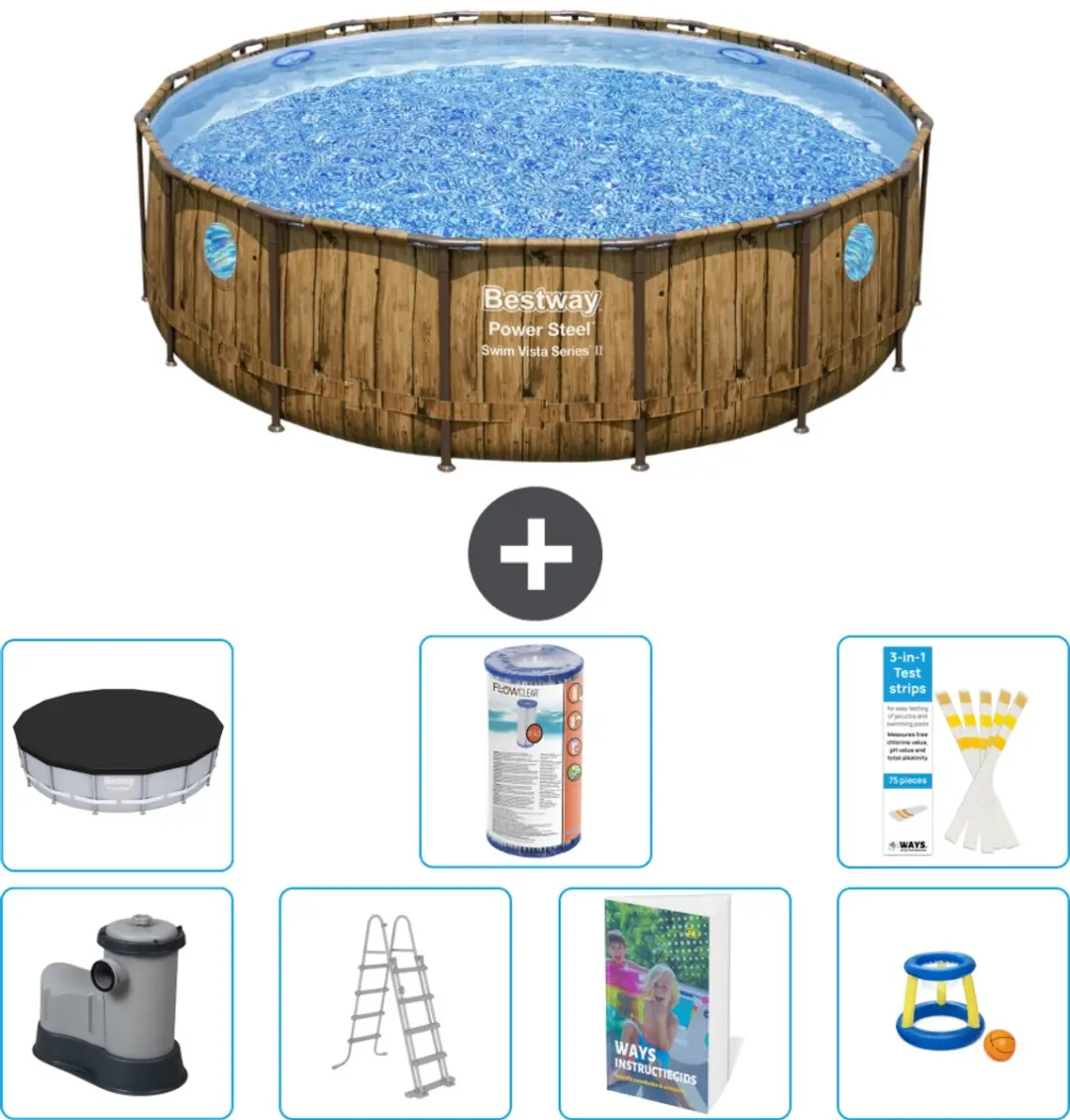 Bestway Rond Power Steel Swim Vista Zwembad 488cm