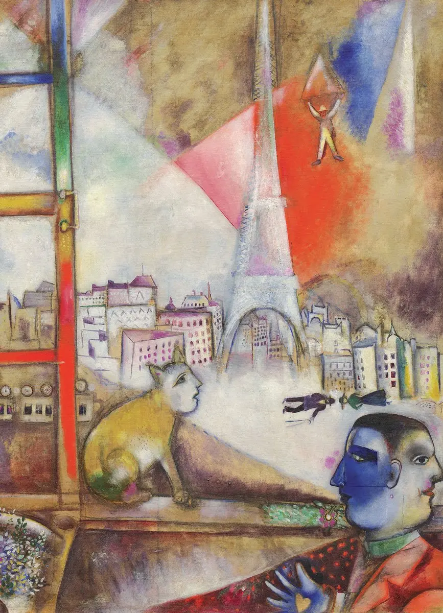 Eurographics Parijs door het Raam Marc Chagall Legpuzzel 1000 Stuks - Fine Art