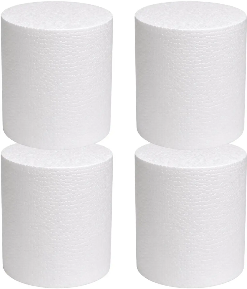 Bellatio Design Piepschuim Cilinders 4 Stuks - Ø15 x 20cm Wit