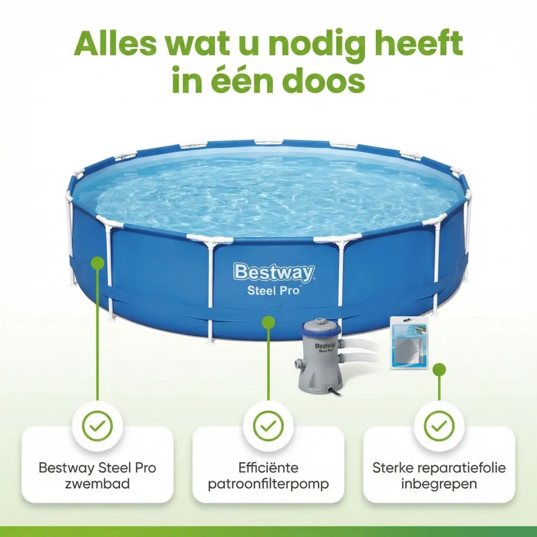 Bestway Steel Pro Zwembad 396x84cm Blauw - 7-delig