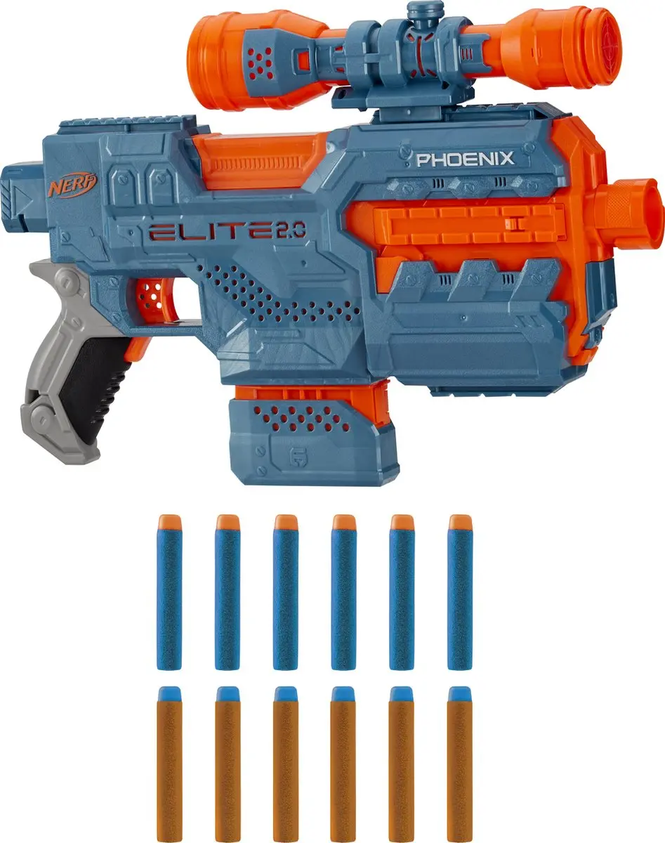 Nerf Elite 2.0 Phoenix CS 6 - Blauw/Oranje - afbeelding 6 van 6