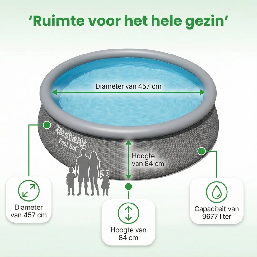 Bestway Rond Zwembad Fast Set 457cm - 7-delig - Grijs