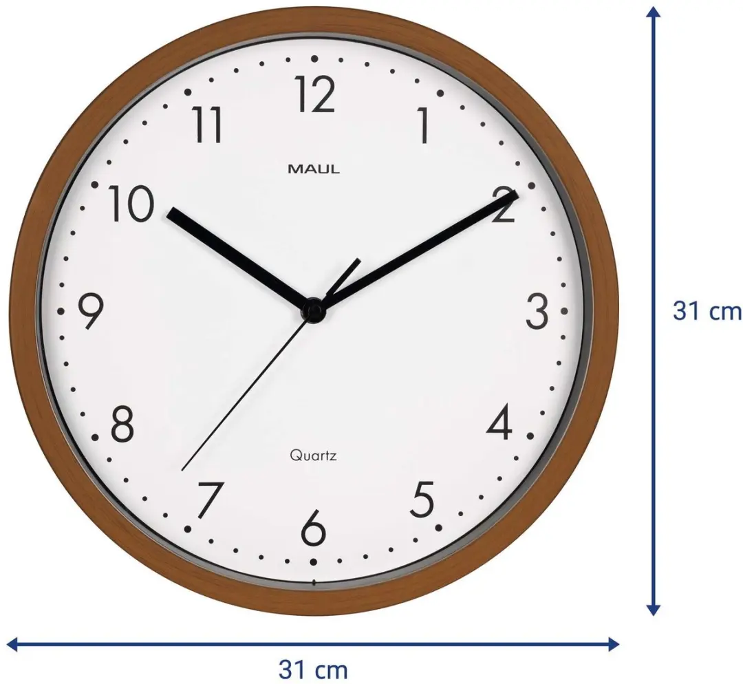 MAUL Wandklok MAULgrain Ø 31cm - Donker hout