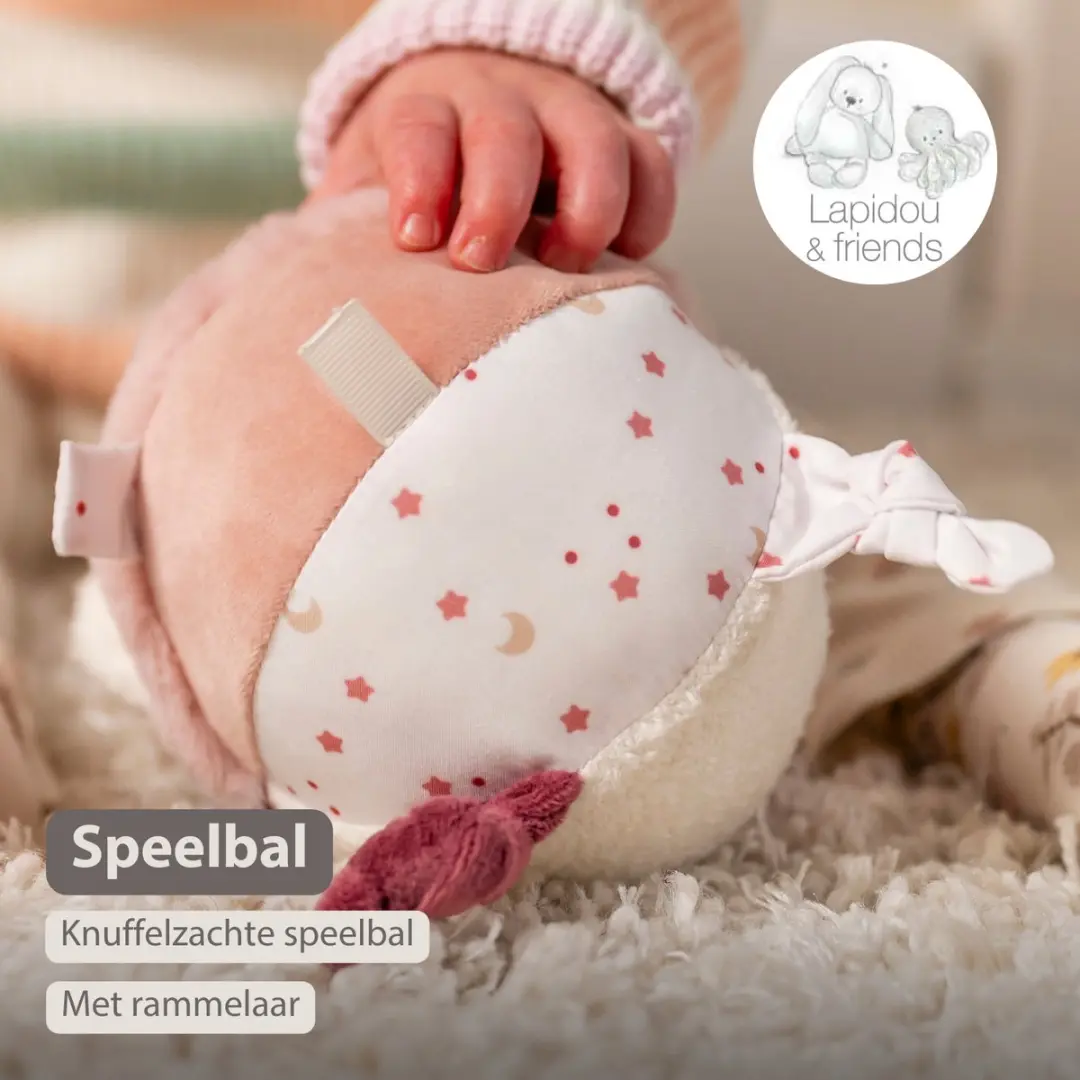 Nattou Lapidou Knuffel Activiteitenbal 15cm - Poederroze