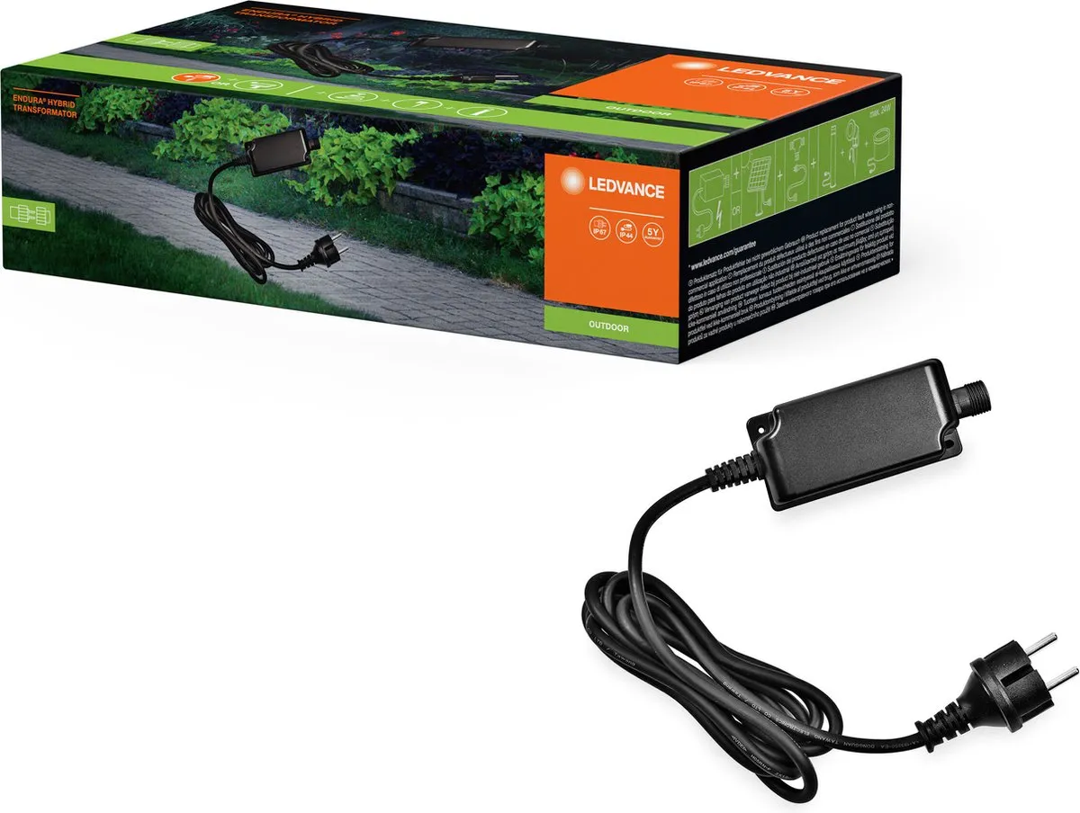 LEDVANCE ENDURA HYBRID TRANSFORMATOR, componenten voor hybrideverlichting, zwart, kunststof, beschermingsklasse IP67, zonne- en netvoeding, verschillende toepassingen, eenvoudige installatie