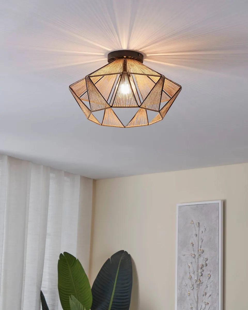 Eglo Adwickle Plafondlamp E27 - Ø44,5cm - Zwart/Bruin