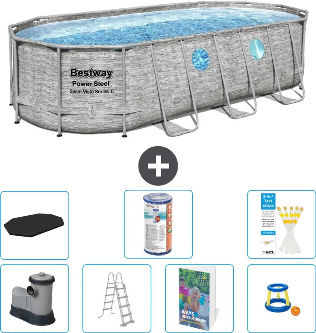 Bestway Ovaal Power Steel Swim Vista Zwembad 549x274cm