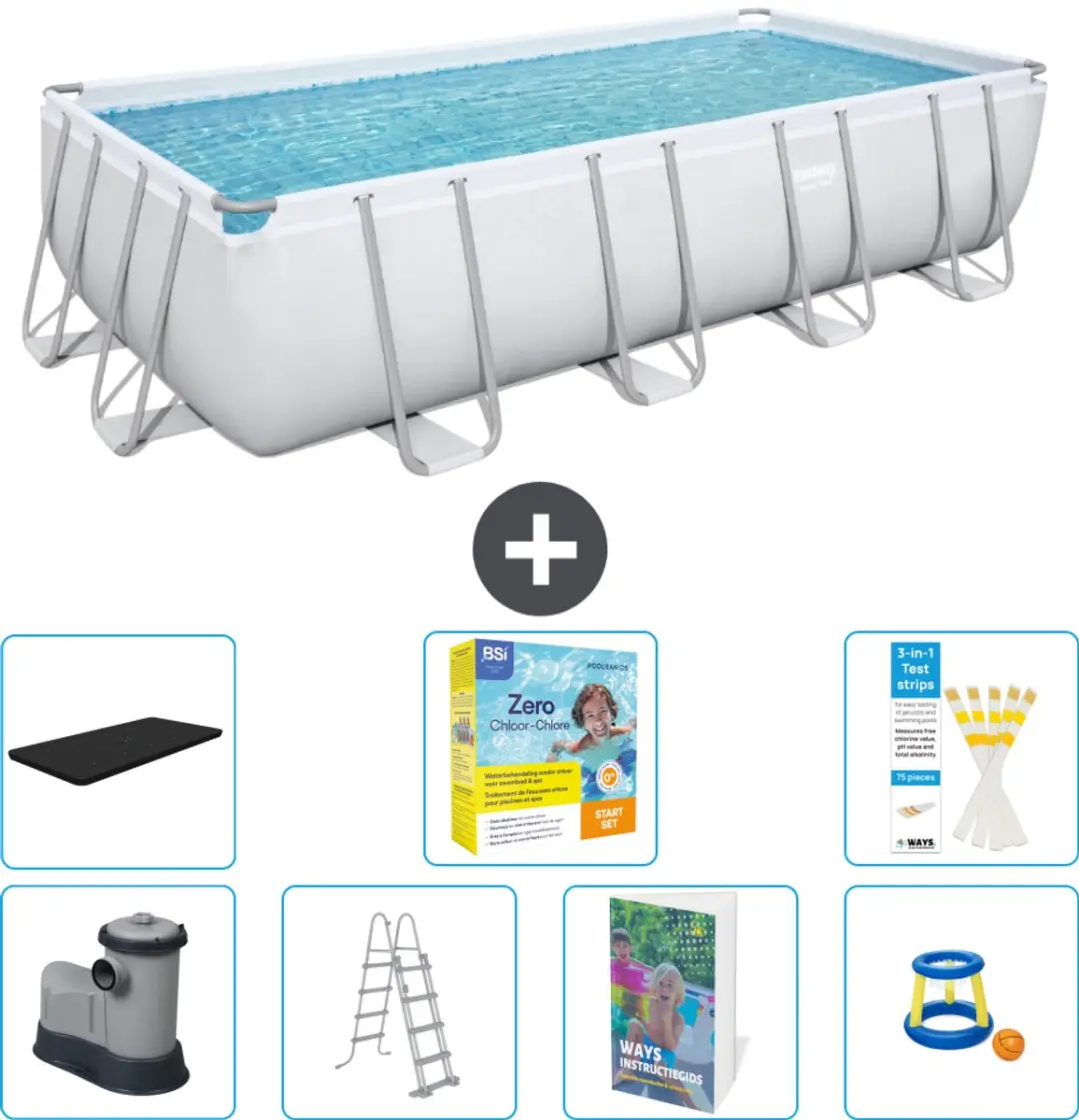 Bestway Power Steel Zwembad 549x274x122cm - 14.812L - Grijs