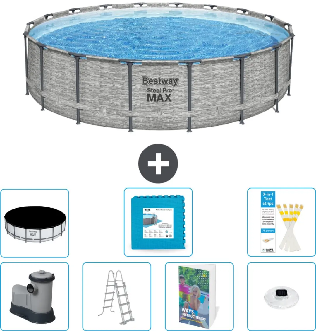 Bestway Steel Pro MAX Zwembad 549cm - 8-delig - Steenprint
