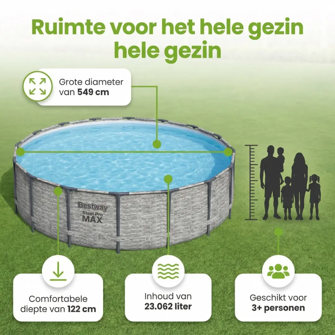 Bestway Steel Pro MAX Zwembad 549cm - 8-delig - Steenprint