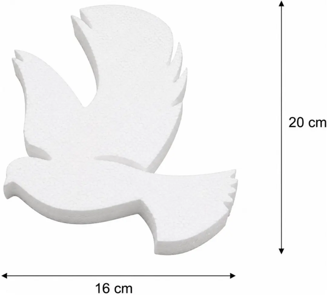Bellatio Design Piepschuim Duif - 20x16cm Wit