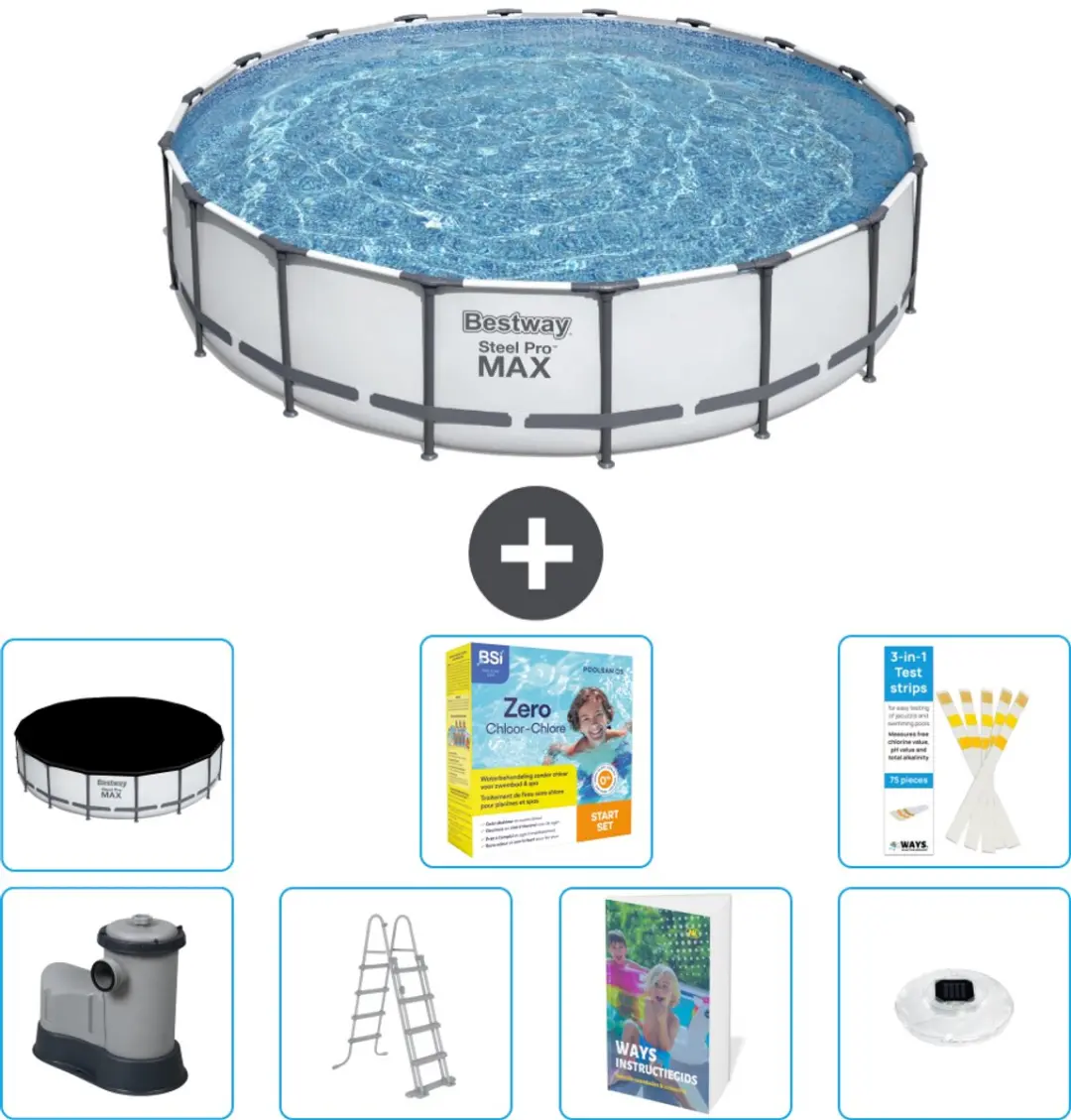 Bestway Steel Pro MAX Zwembad 549x122cm - Grijs - 23.062L
