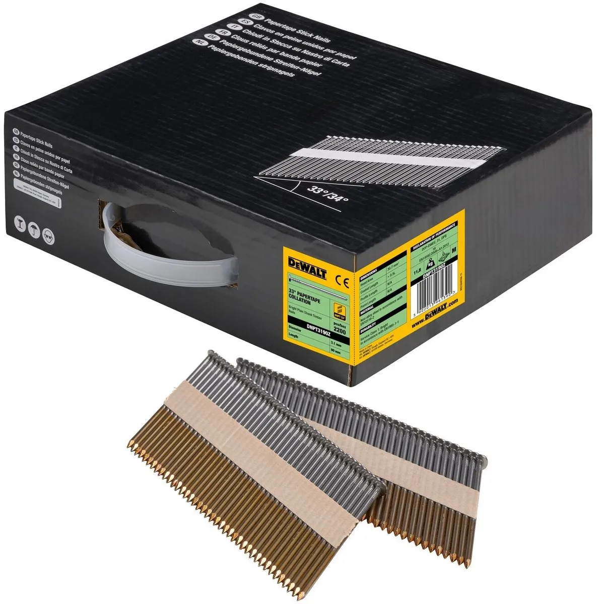 DeWalt DNPT3190Z Papiergebonden Spijkers 3.1x90mm - 2200 Stuks