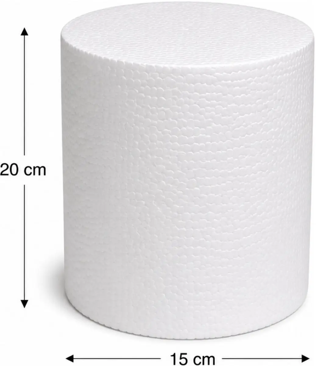 Bellatio Design Piepschuim Cilinder D15 x L20cm - Wit