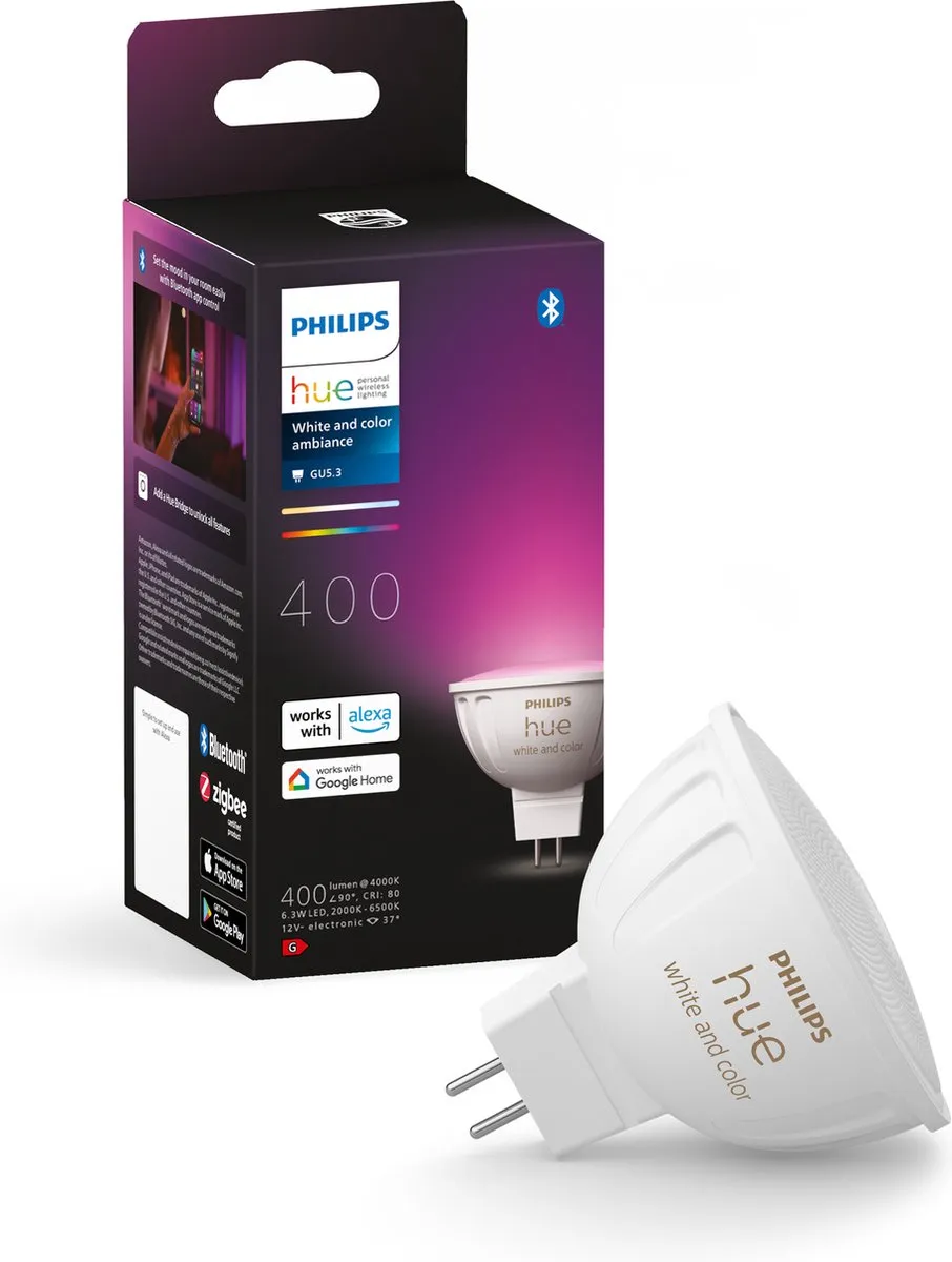 Philips Hue MR16 RGBW Spot - Mat Glas 6.3W