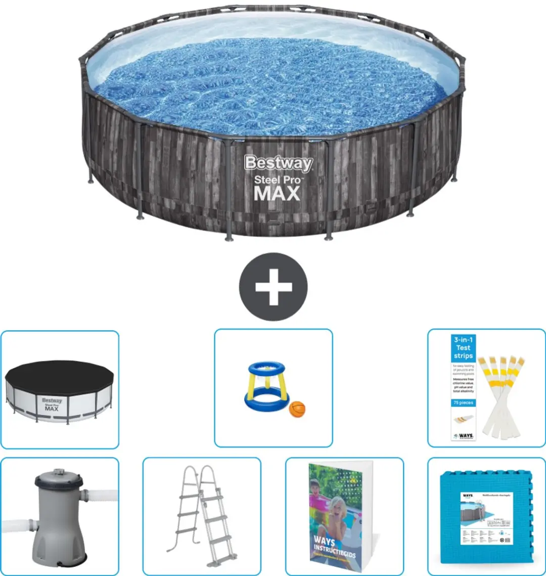 Bestway Steel Pro MAX Zwembad 427cm - 13030L - Grijs