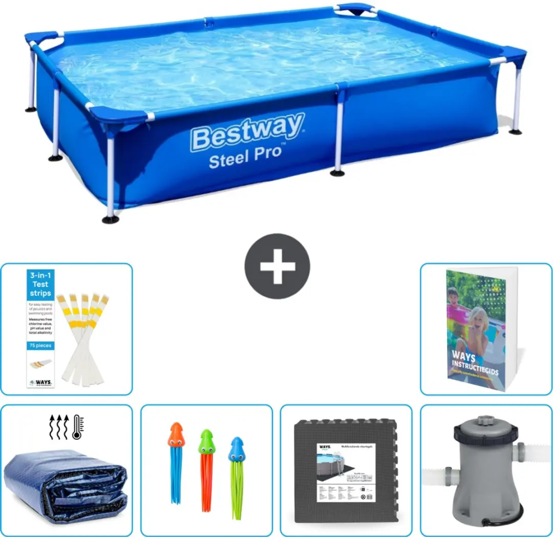 Bestway Steel Pro Zwembad 221x150x43cm Blauw