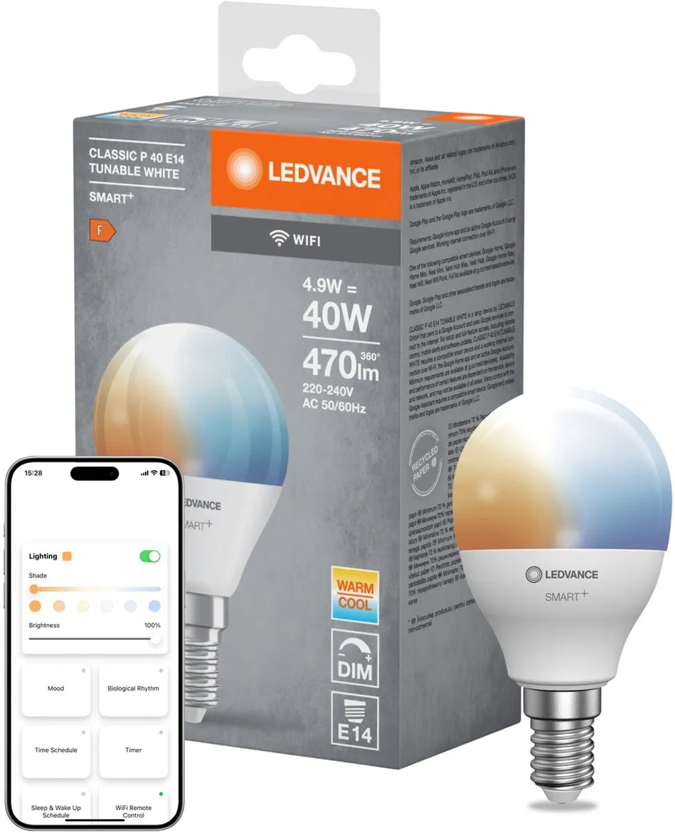 LEDVANCE SMART+ WIFI LEDlamp 4.9W 470lm - 6500K - 4 Stuks - afbeelding 3 van 6