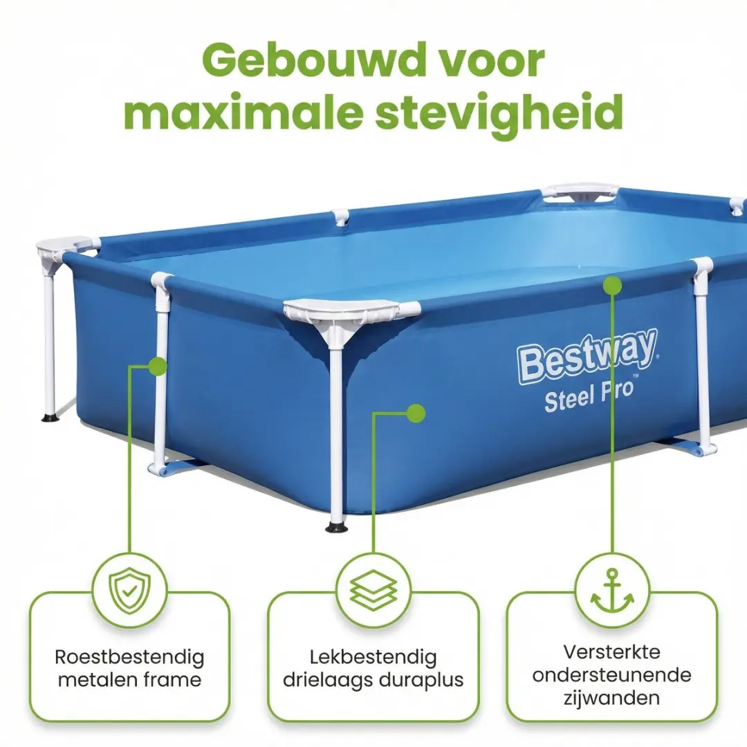 Bestway Steel Pro Zwembad 221x150x43cm Blauw - 1200L - 7-delig