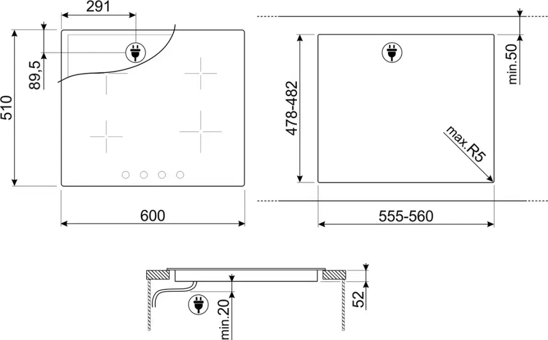 Smeg Classic SI364BM Inductiekookplaat 60cm - 4 Zones - Zwart