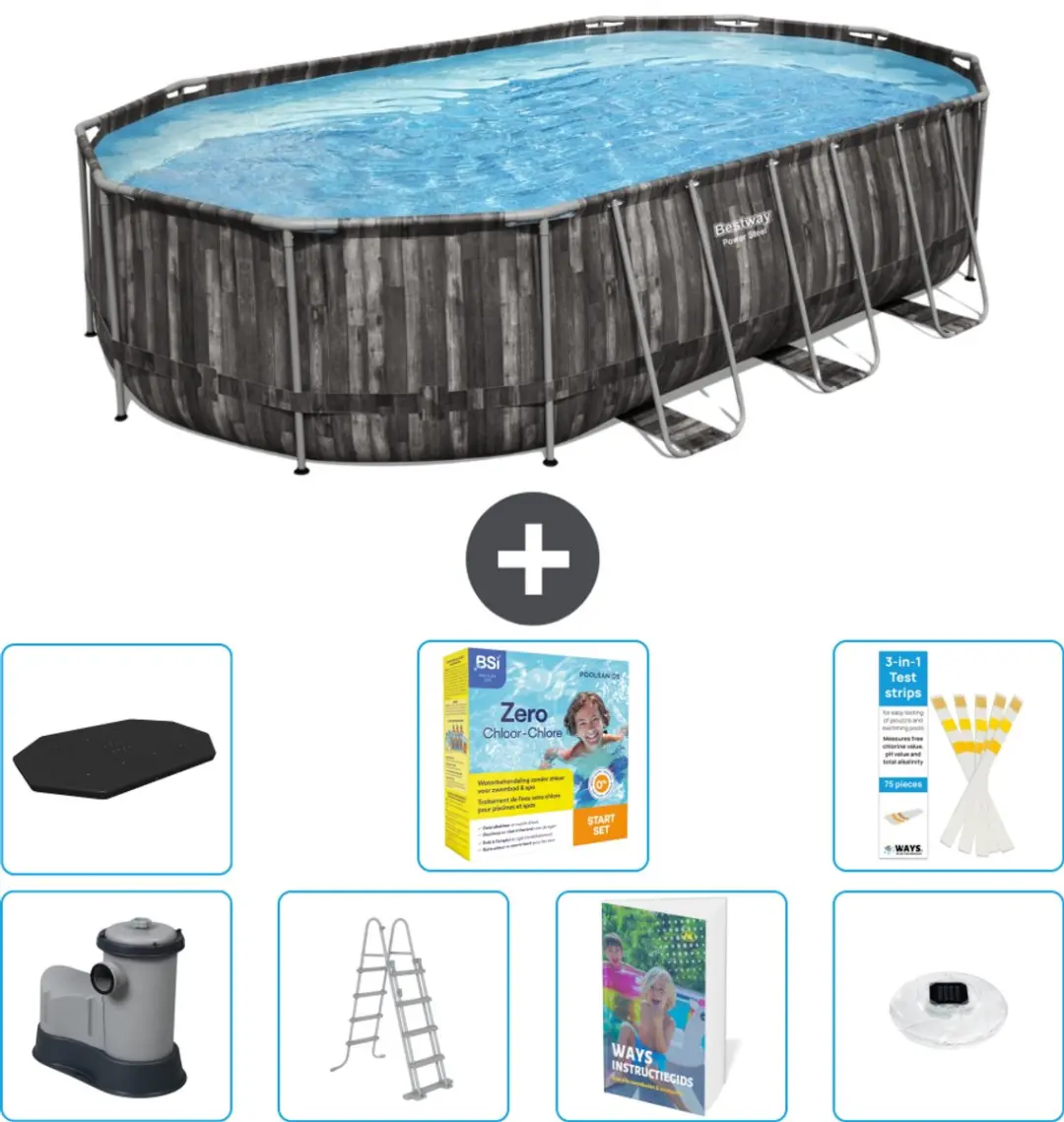 Bestway Ovaal Power Steel Zwembad 610x366x122cm