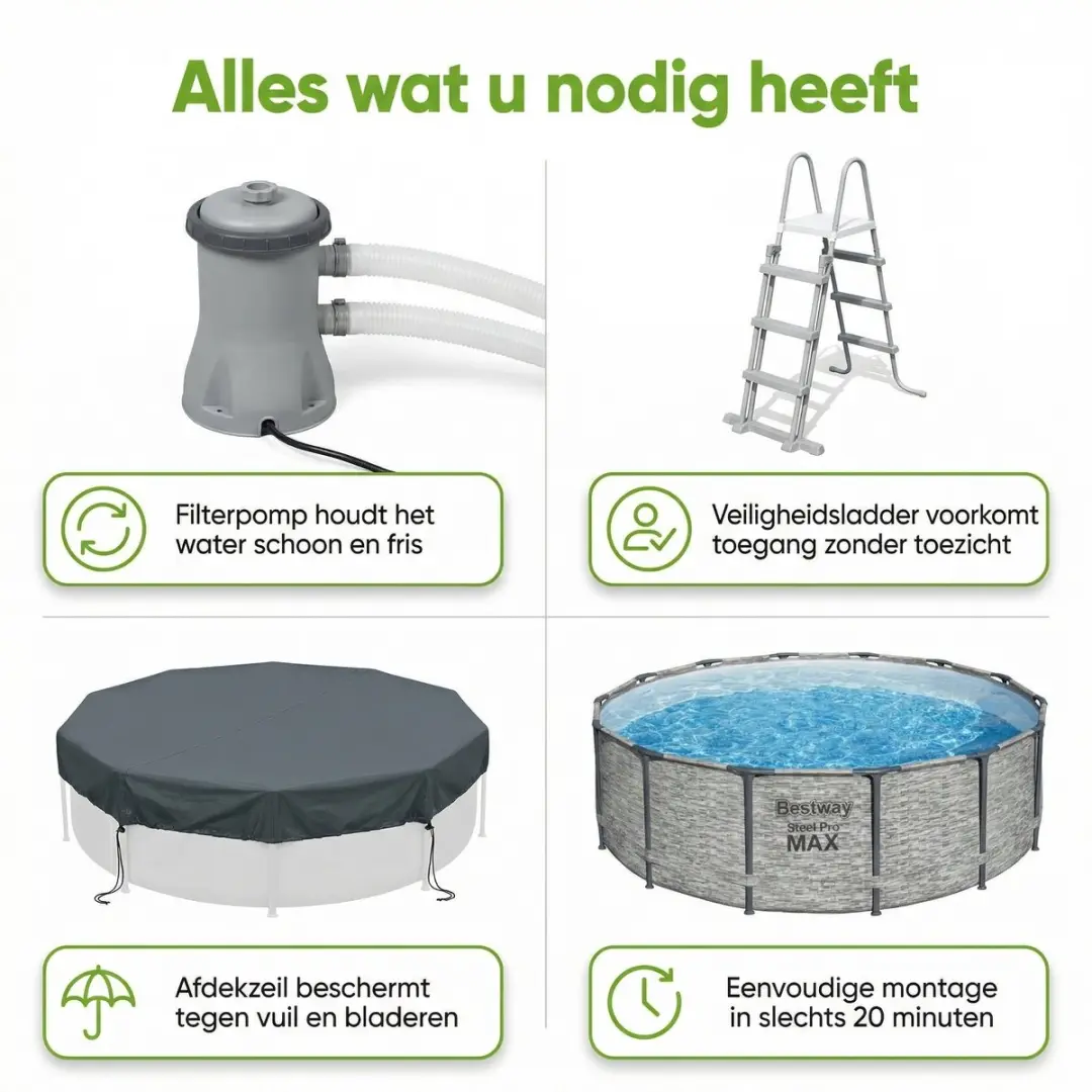 Bestway Steel Pro MAX Zwembad 427x122cm - 8-delig - Grijs