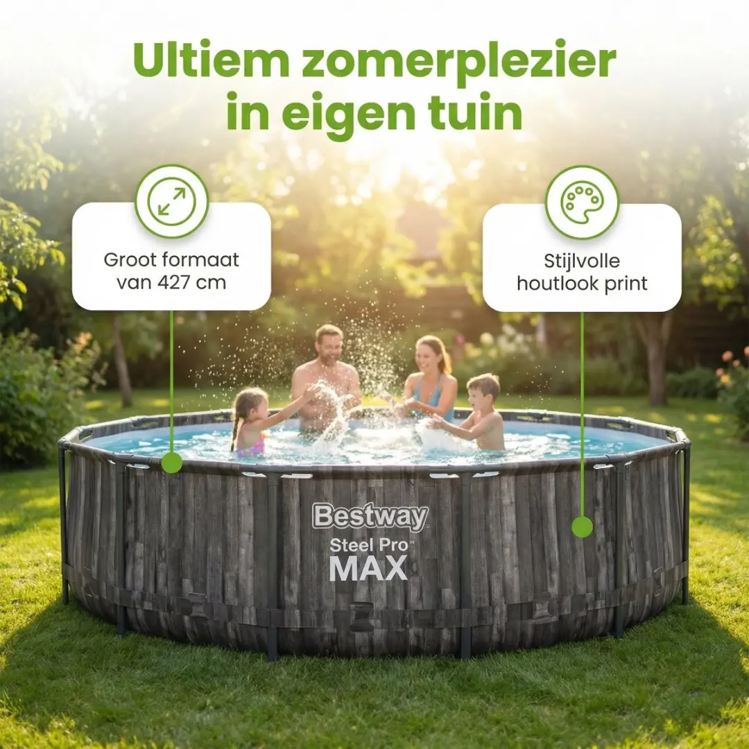 Bestway Steel Pro MAX Zwembad 427cm - 13030L - Grijs