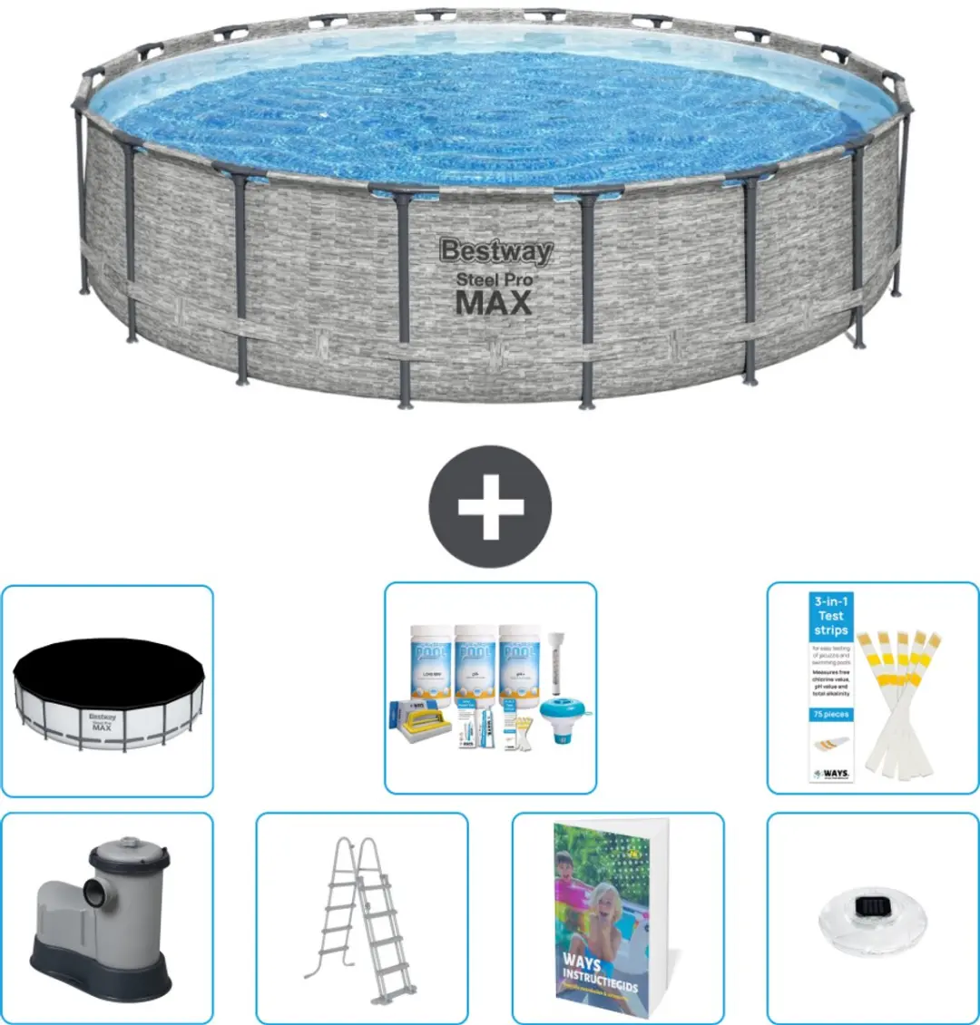 Bestway Steel Pro MAX Zwembad 549cm - 23.062L - Grijs