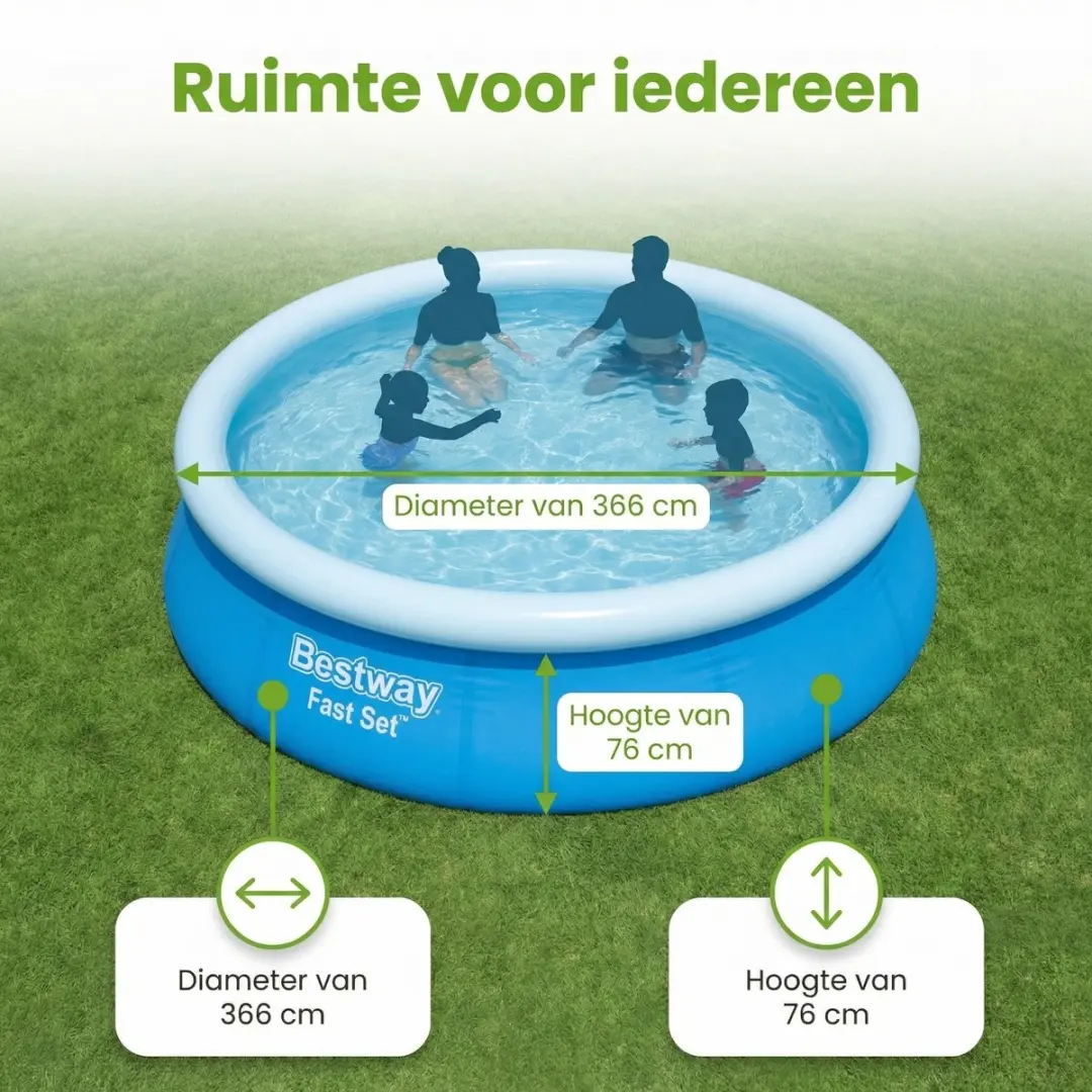 Bestway Fast Set Zwembad 366x76cm - Blauw - 7-delig