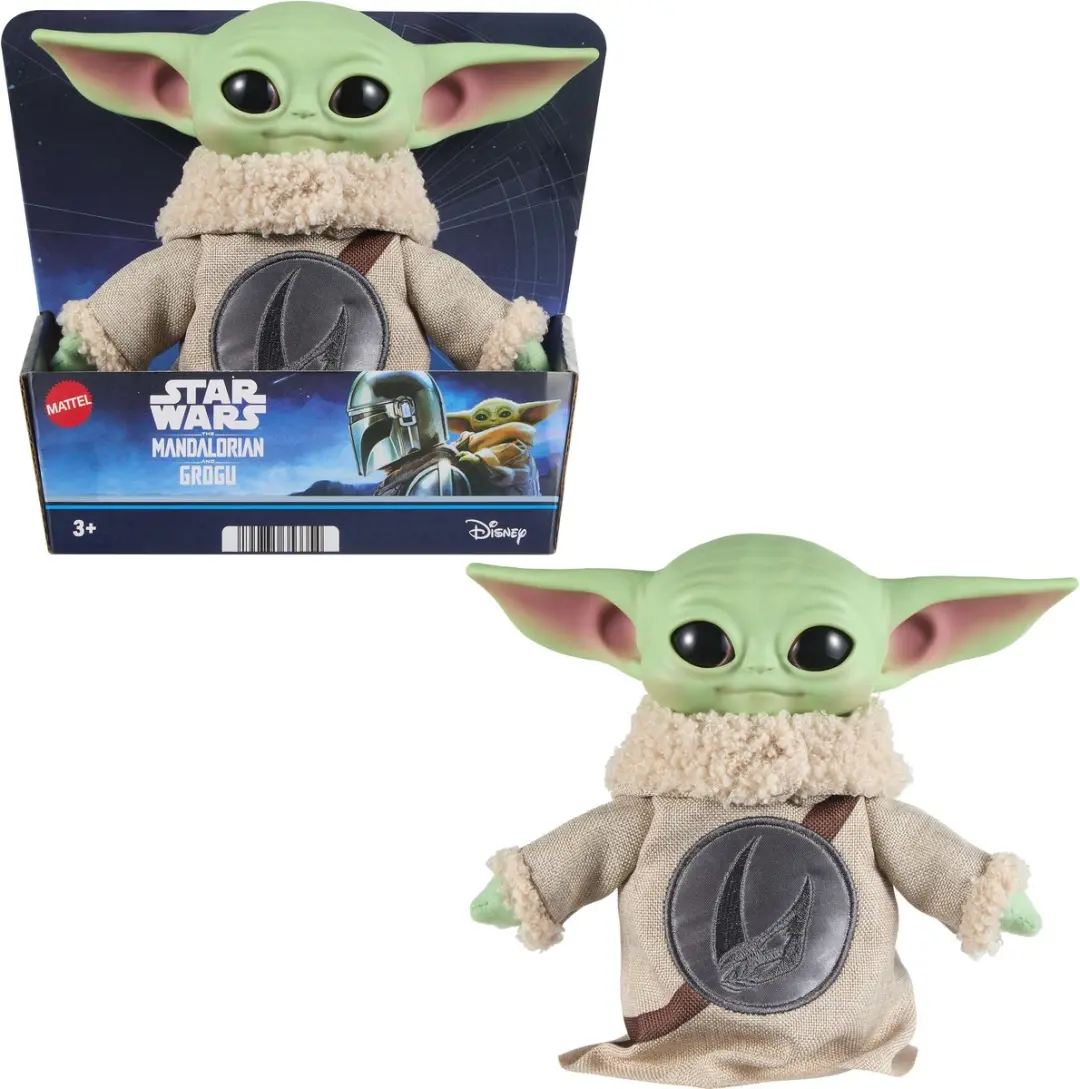 Mattel Star Wars Grogu Vinyl Hoofd Pluche Knuffel 15cm