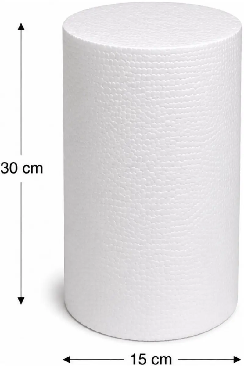Bellatio Design Piepschuim Cilinder D15 x L30cm - Wit
