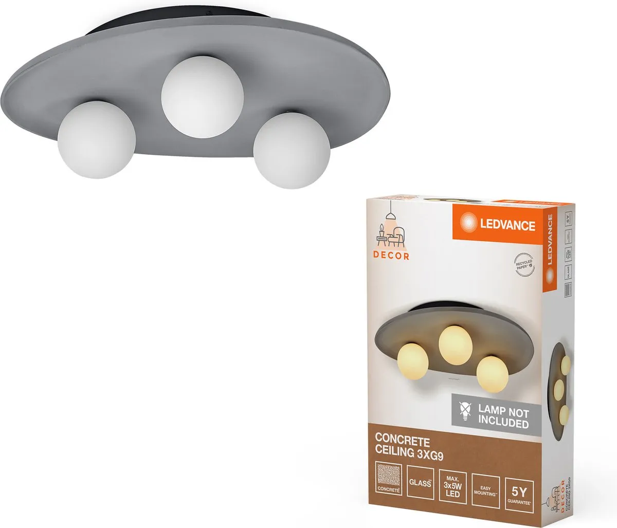 LEDVANCE Decor Concrete Nest Plafondlamp 3XG9
