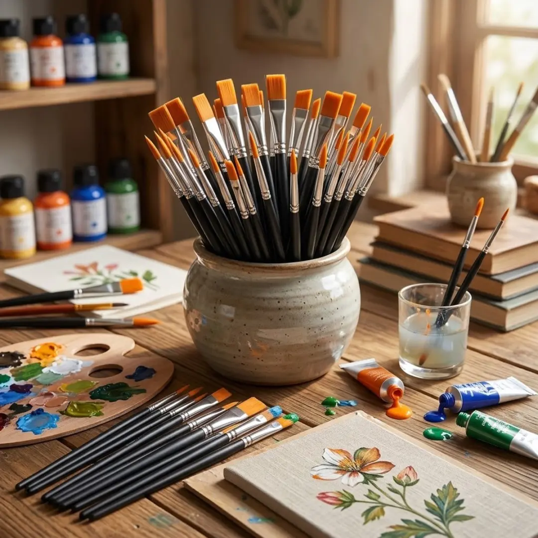 NUVEX Verfkwasten Set 100 Stuks - Synthetisch - Zwart Oranje