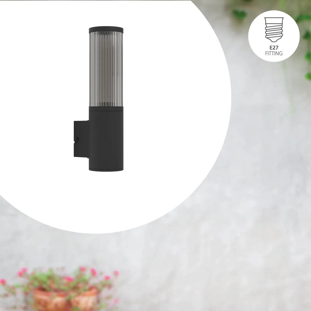 Eglo Salle Wandlamp Buiten E27 - 7,5 cm Smoke - Zwart