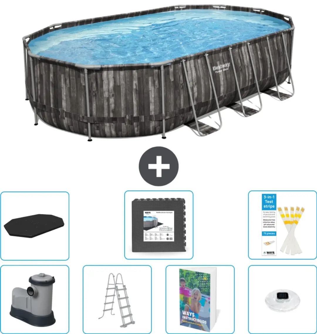 Bestway Ovaal Power Steel Zwembad 610x366x122cm