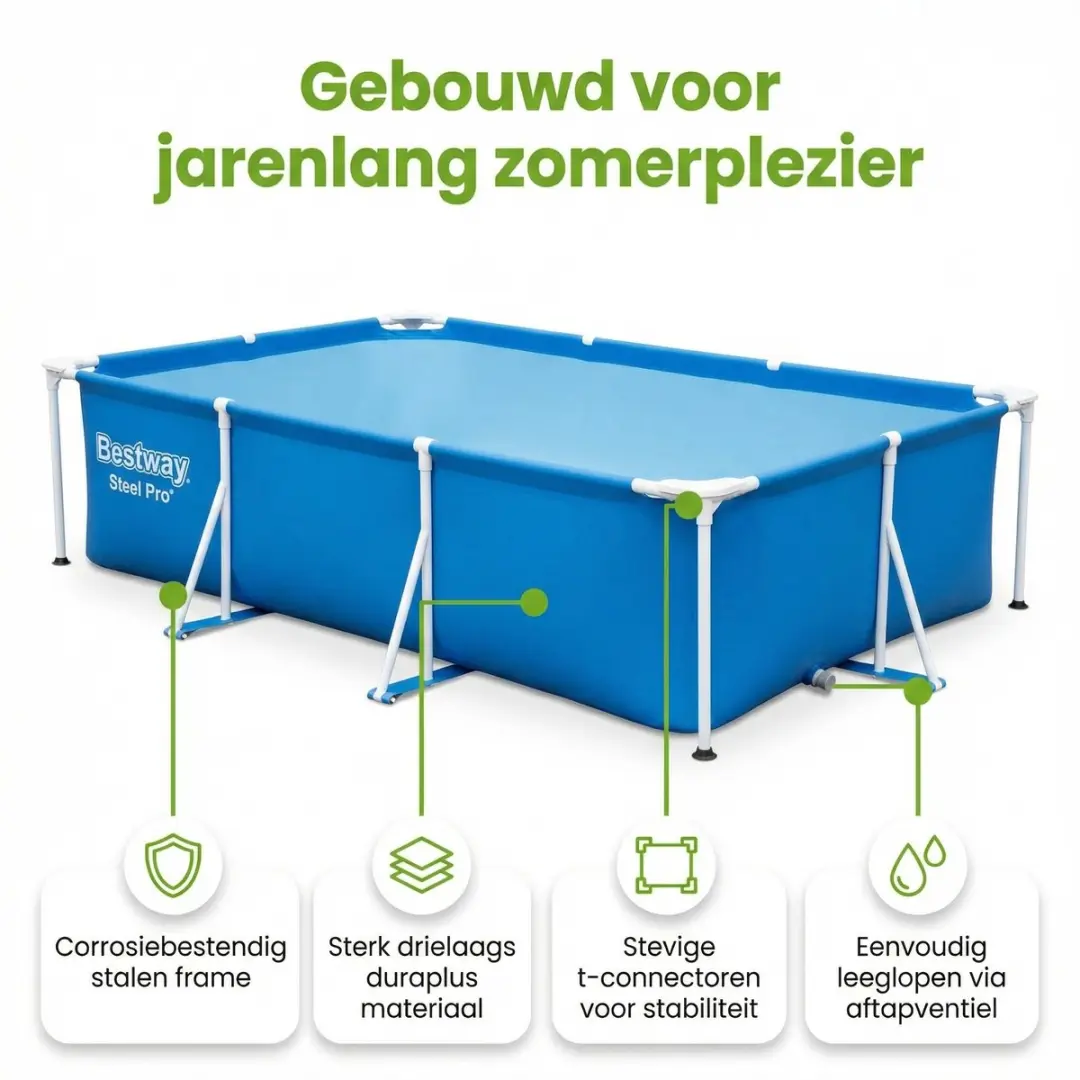 Bestway Steel Pro Zwembad 300x201x66cm - Blauw - 3300L