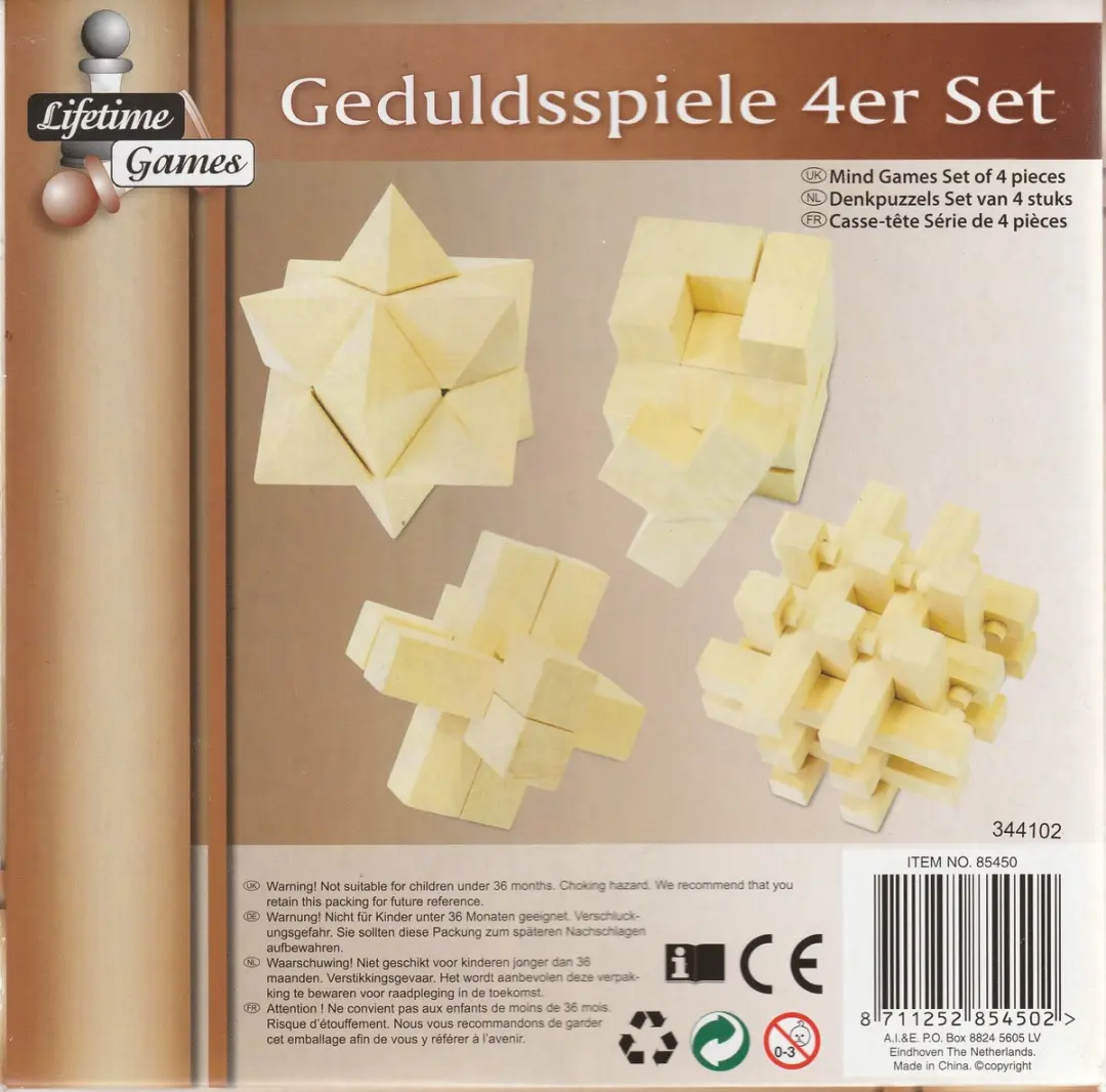 Lifetime Games Houten Denkpuzzels - 4 Stuks - Multi Color