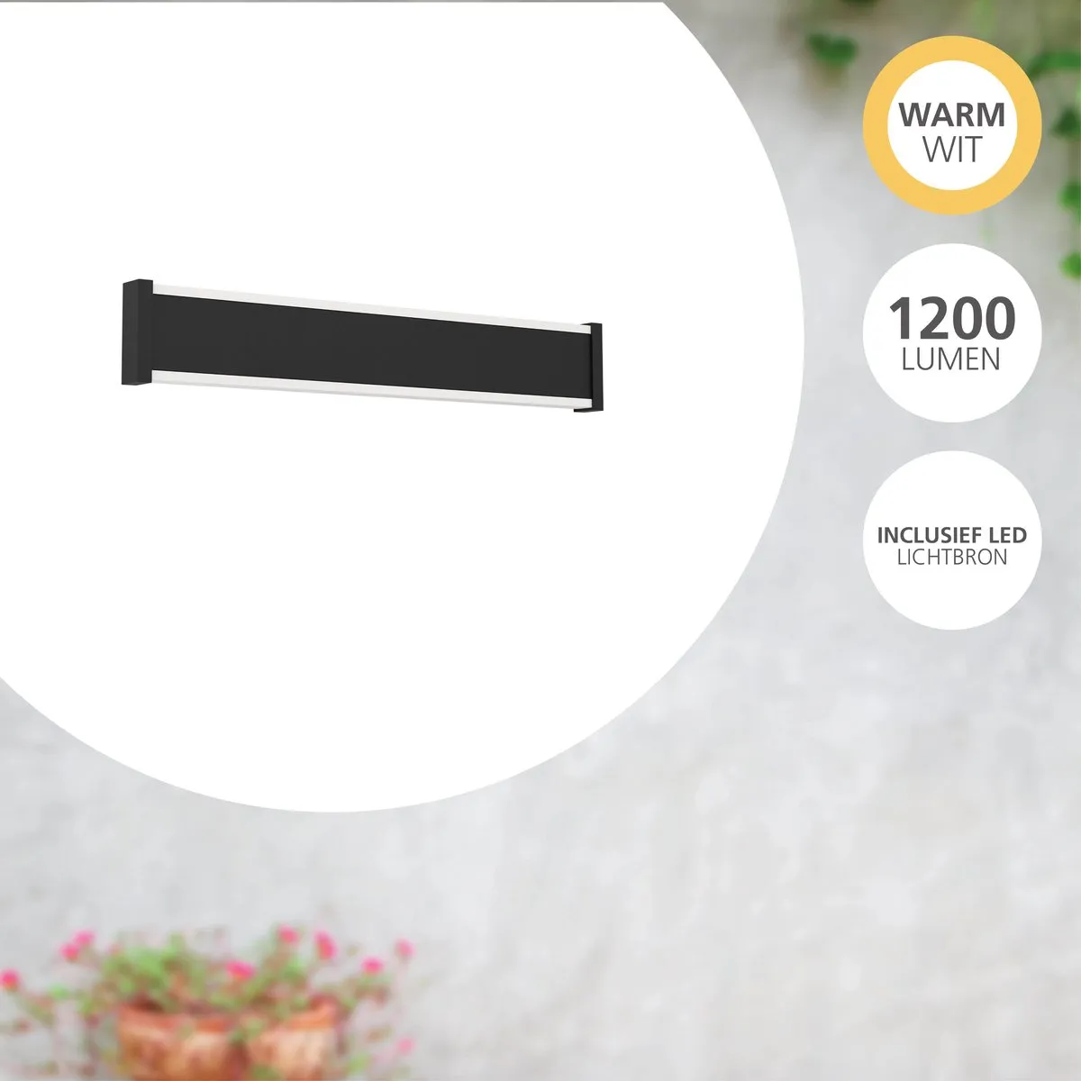 Eglo Neviano Wandlamp Buiten LED 38cm - Zwart/Wit - afbeelding 6 van 6