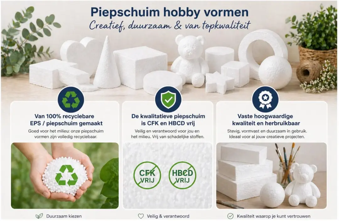 Bellatio Design Piepschuim Cirkels D25 x 4cm - 3 Stuks