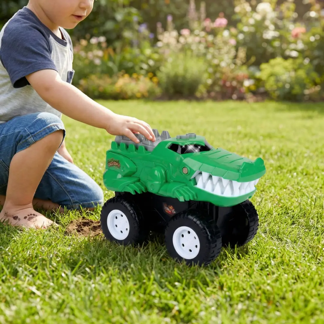 Eddy Toys Krokodil Auto Licht & Geluid - Groen/Zwart