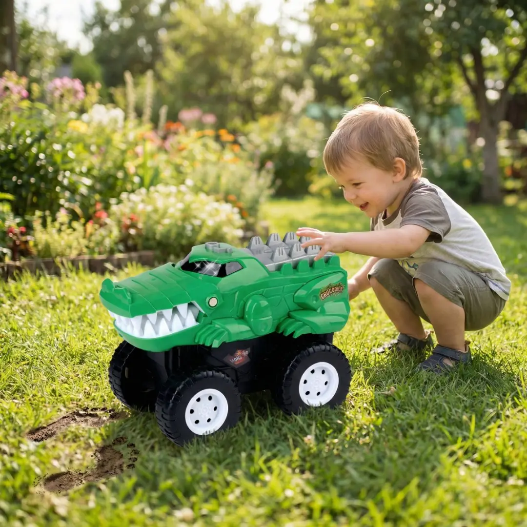 Eddy Toys Krokodil Auto Licht & Geluid - Groen/Zwart
