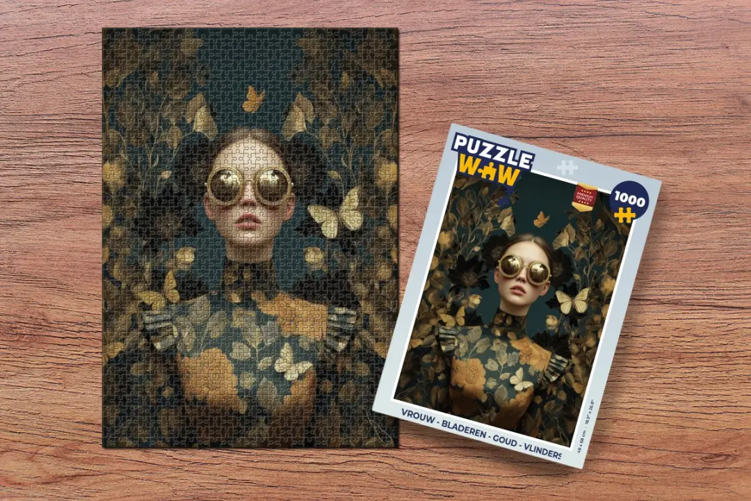 PuzzleWow Vlinders Legpuzzel 1000 Stuks - Goud