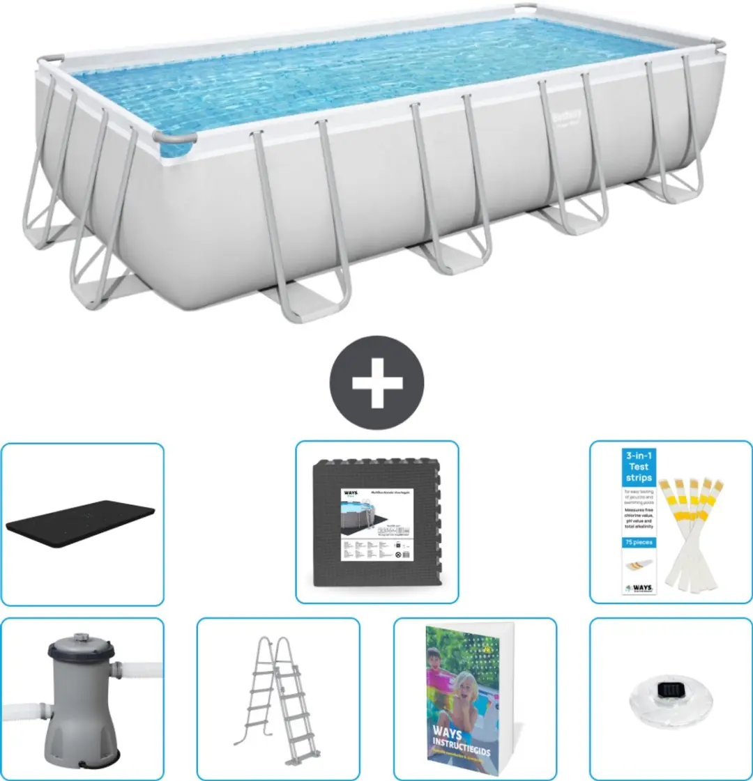 Bestway Power Steel Zwembad 488x244cm - 11.532L - 8-delig Grijs