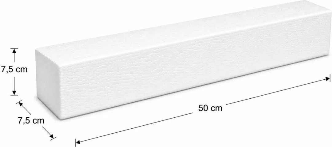 Bellatio Design Piepschuim Baksteen 3 Stuks - 50x7,5x7,5cm Wit