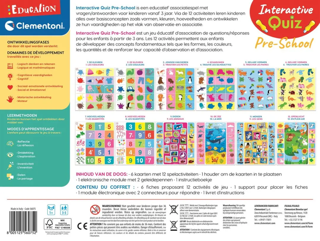 Clementoni Education 56075 Interactieve Quiz - 3-5 jaar - Multicolor