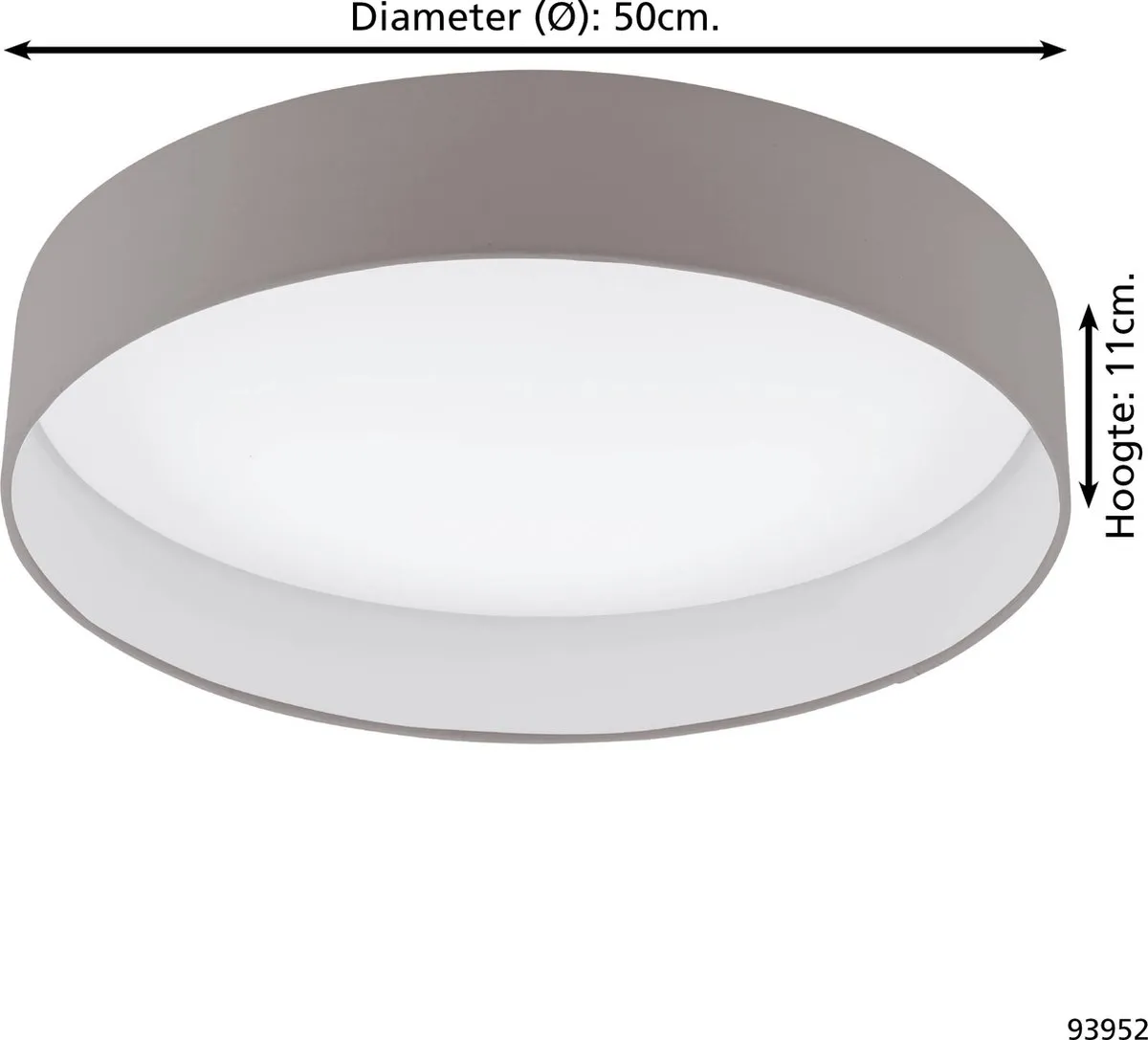 Eglo Palomaro Plafondlamp LED Ø500mm - Wit/Taupe - afbeelding 6 van 6