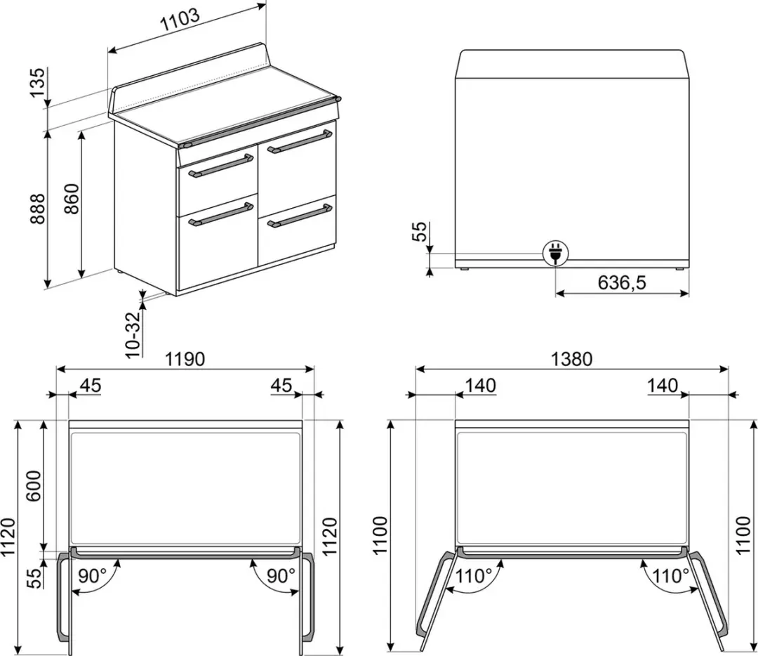 Smeg TR4110IP2 Inductiefornuis 110cm - 3 Ovens - 5 Kookzones - Crème